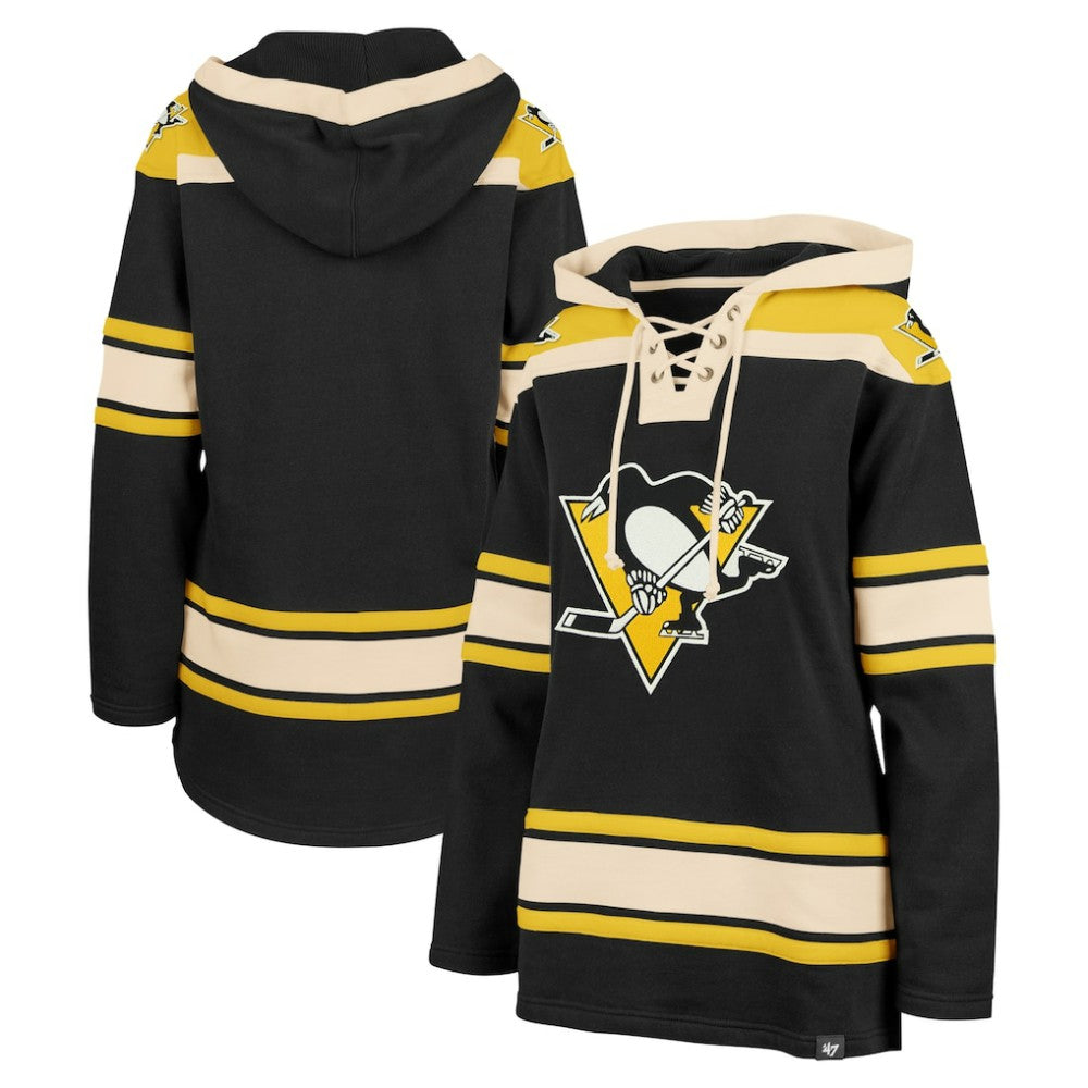 NHL Black Pittsburgh Penguins '47 Women's Superior Lacer Pullover Hoodie