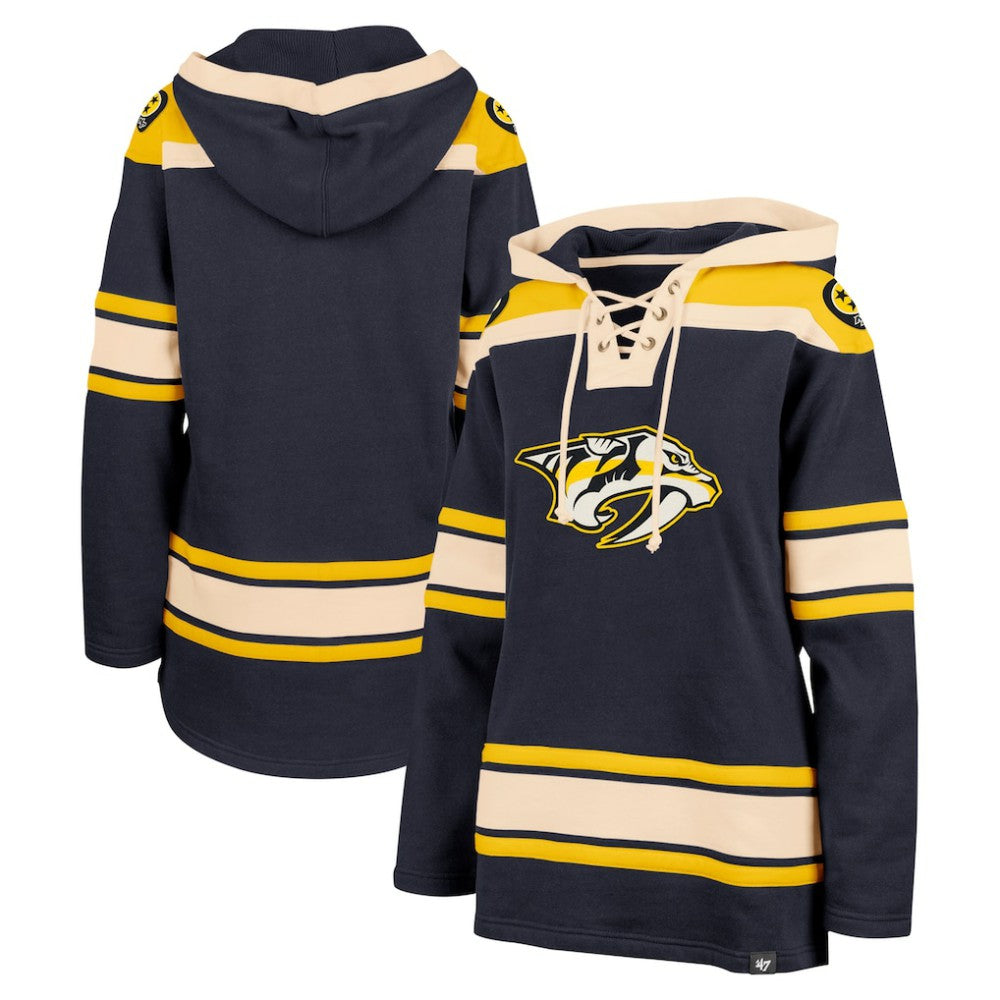 NHL Navy Nashville Predators '47 Women's Superior Lacer Pullover Hoodie