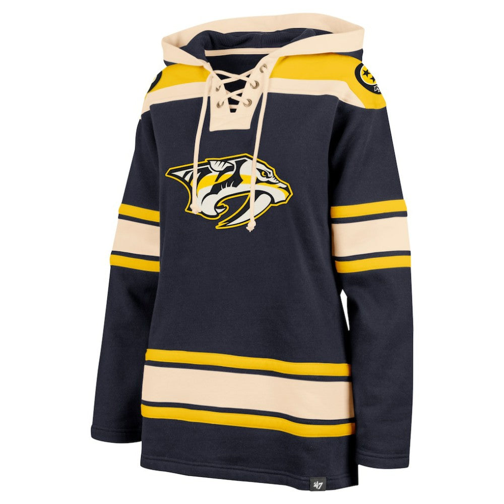 NHL Navy Nashville Predators '47 Women's Superior Lacer Pullover Hoodie