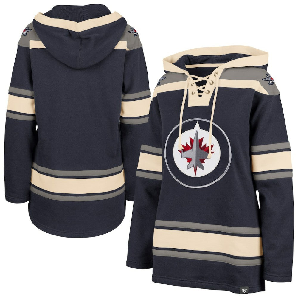 NHL Navy Winnipeg Jets '47 Women's Superior Lacer Pullover Hoodie
