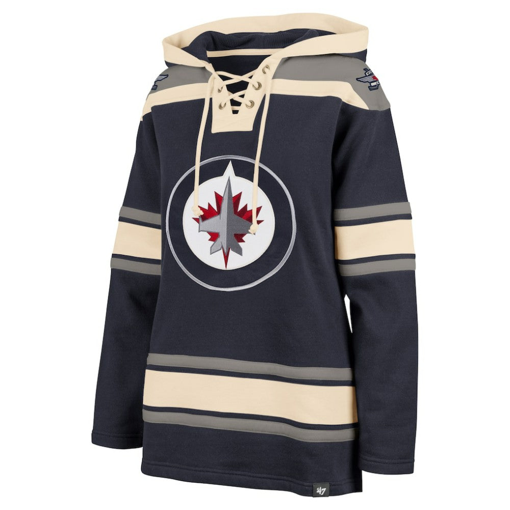 NHL Navy Winnipeg Jets '47 Women's Superior Lacer Pullover Hoodie