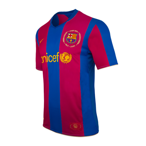 Ronaldinho #10 Retro Barcelona Home Jersey 50-Years Anniversary 2007/08