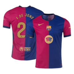 F.DE JONG #21 Barcelona Home Spotify Logo Without Text Match Jersey