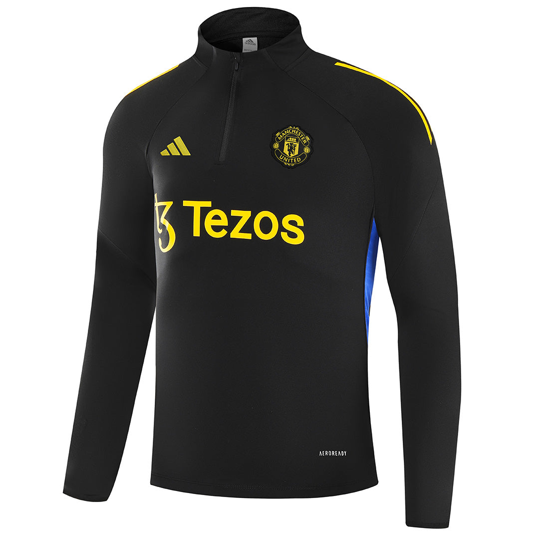 Manchester United 1/4 Zipper Sweat Kit(Top+Pants) Black 2025/26