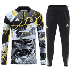 Kids Real Madrid x Marvel Zipper Sweatshirt Kit(Top+Pants) Black 2025/26