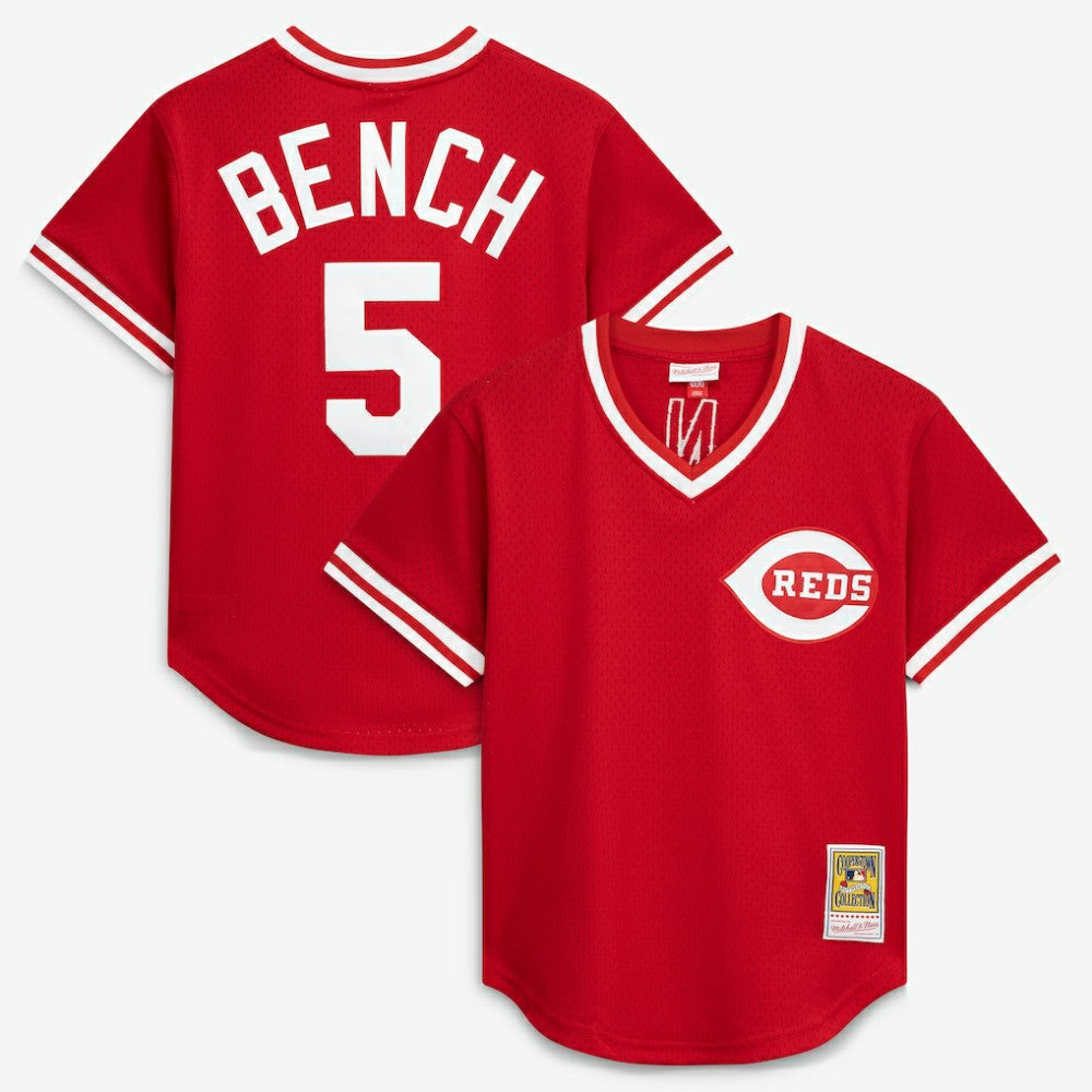 MLB Johnny Bench Cincinnati Reds Mitchell & Ness Authentic Batting Practice Jersey