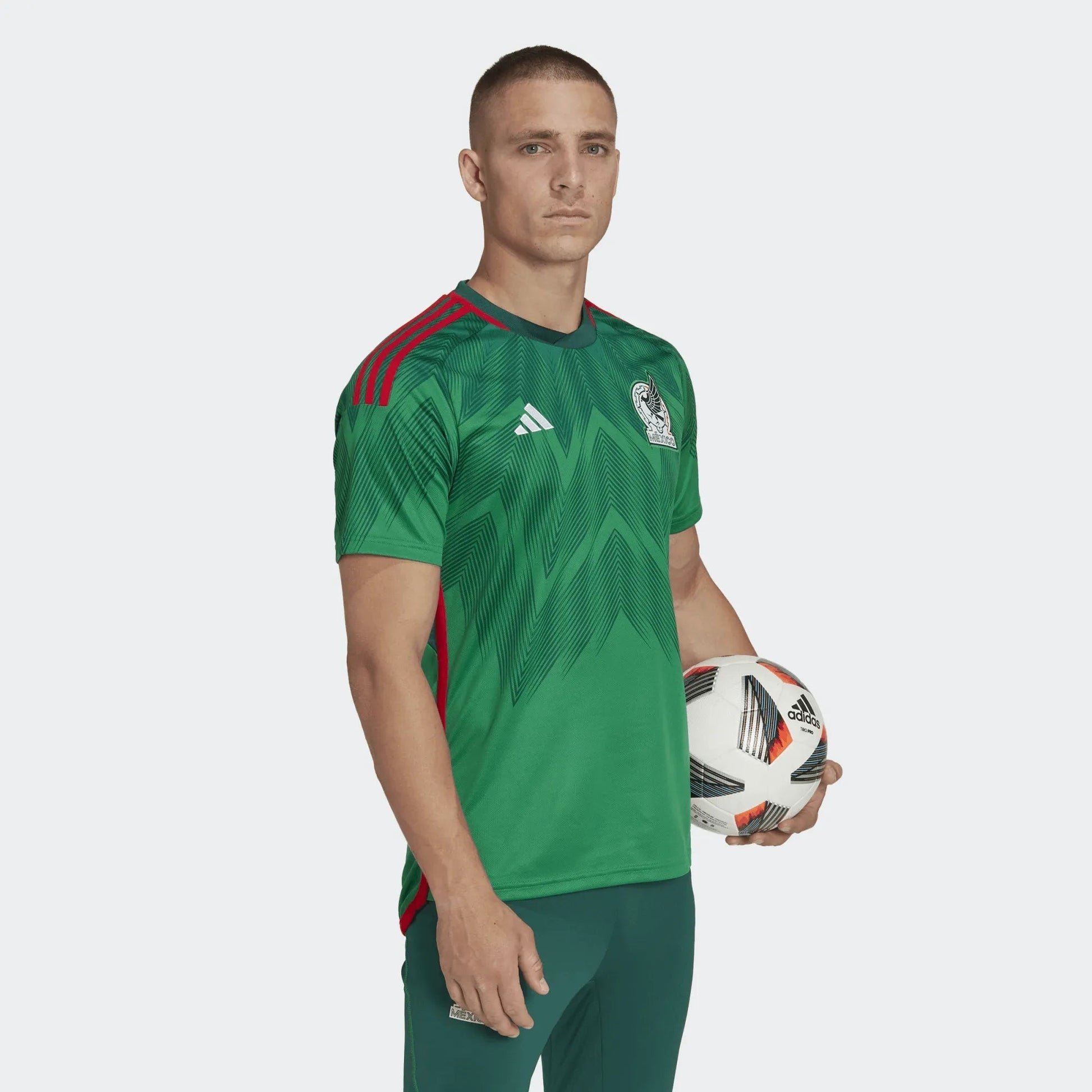 2022-23 Mexico Home Soccer Jersey - Green-Red / Adidas