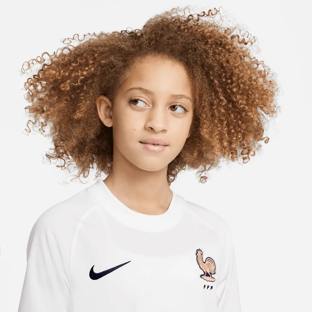 2022-23 France Away Youth Soccer Jersey White-Pink Glaze-Blue / Nike