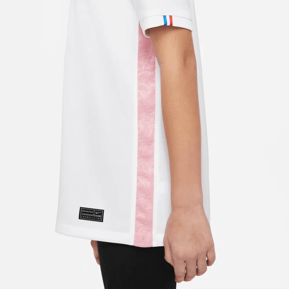 2022-23 France Away Youth Soccer Jersey White-Pink Glaze-Blue / Nike