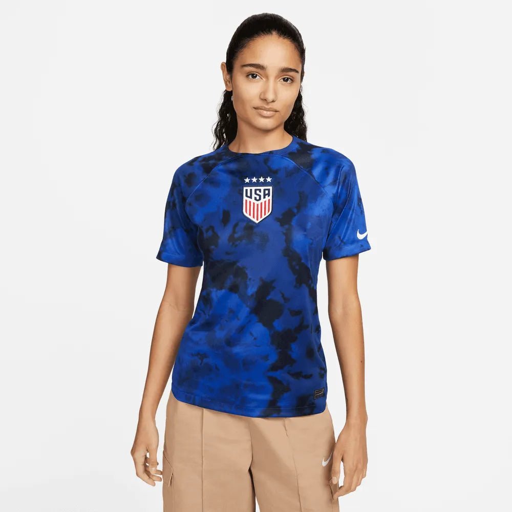2022-23 USA Away Women 4 Star Soccer Jersey Bright Blue-White / Nike