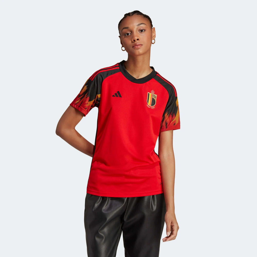 2022-23 Belgium Women's Home Soccer Jersey - Red-Black / Adidas