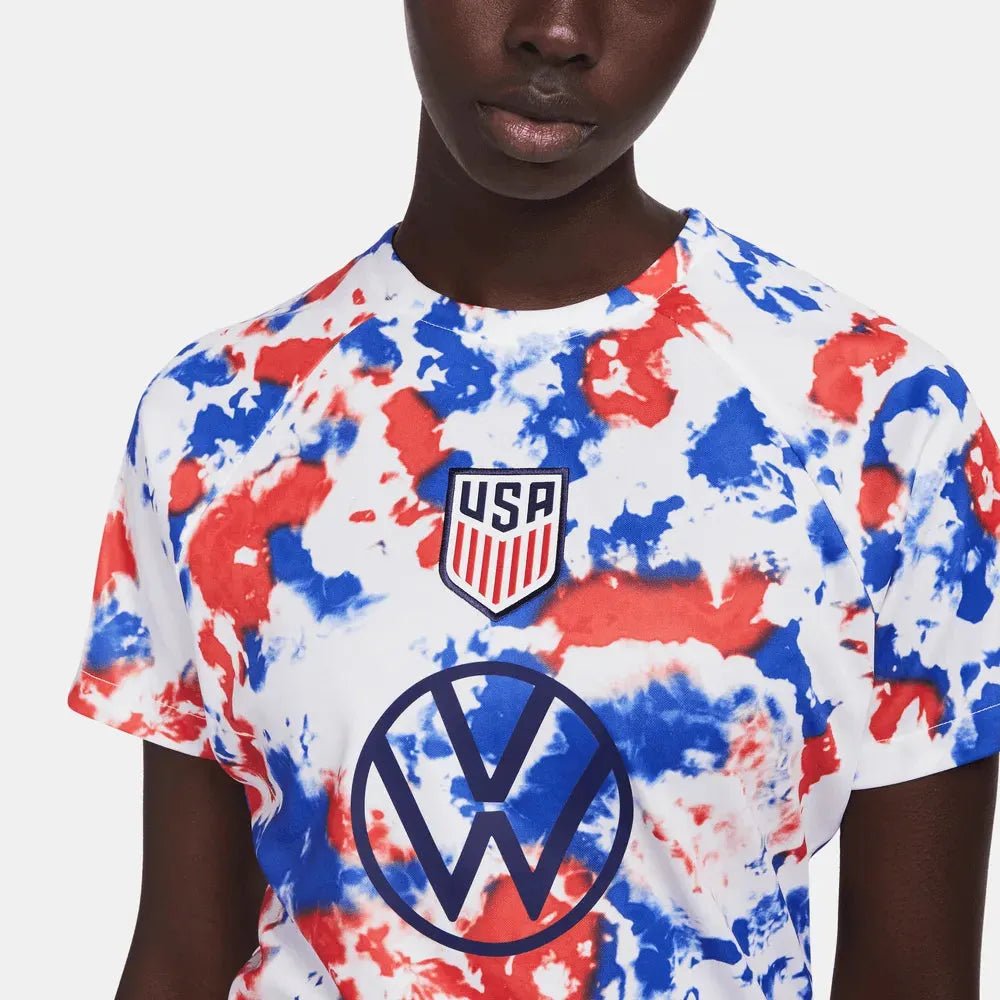 2022-23 USA Women's Pre-Match Soccer Jersey - White-Blue-Red / Nike