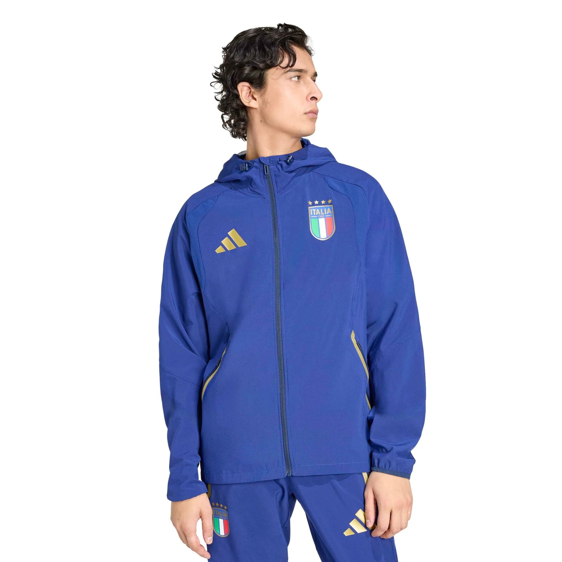 2026 Italy Men's Tiro Travel Full Zip Windbreaker  / Adidas