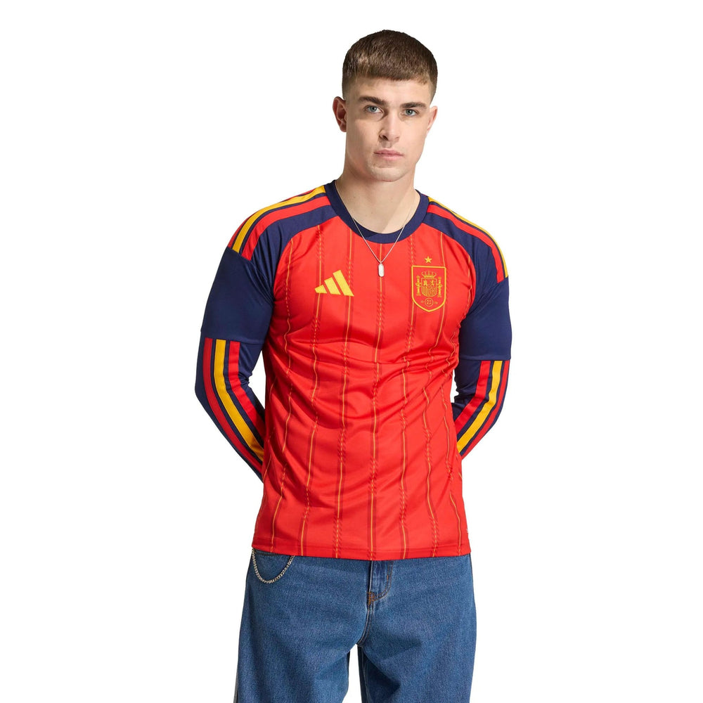 2026 Spain Men's Stadium Home Long-Sleeve Soccer Jersey  / Adidas