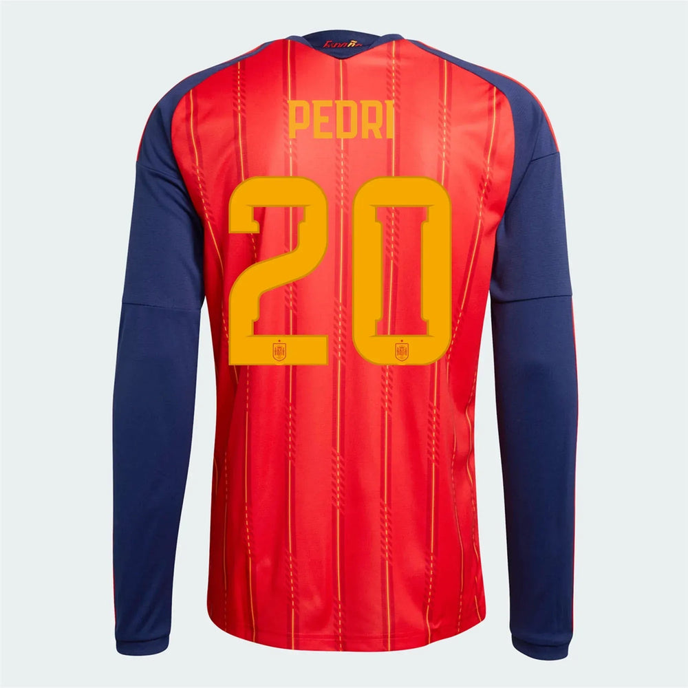 2026 Spain Men's Stadium Home Long-Sleeve Soccer Jersey  / Adidas