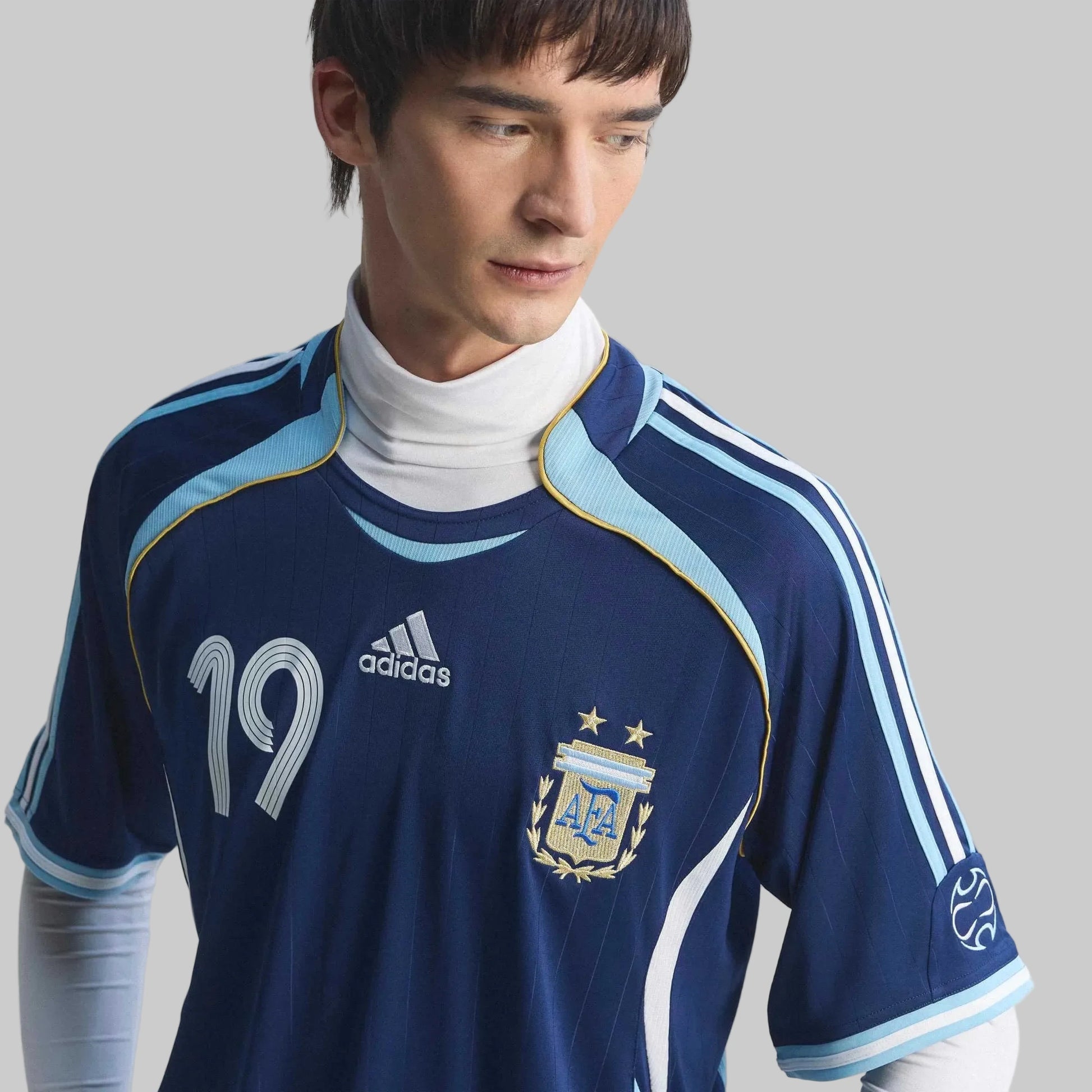 2006 Argentina Men's Retro Stadium Away Messi #19 Soccer Jersey  / Adidas