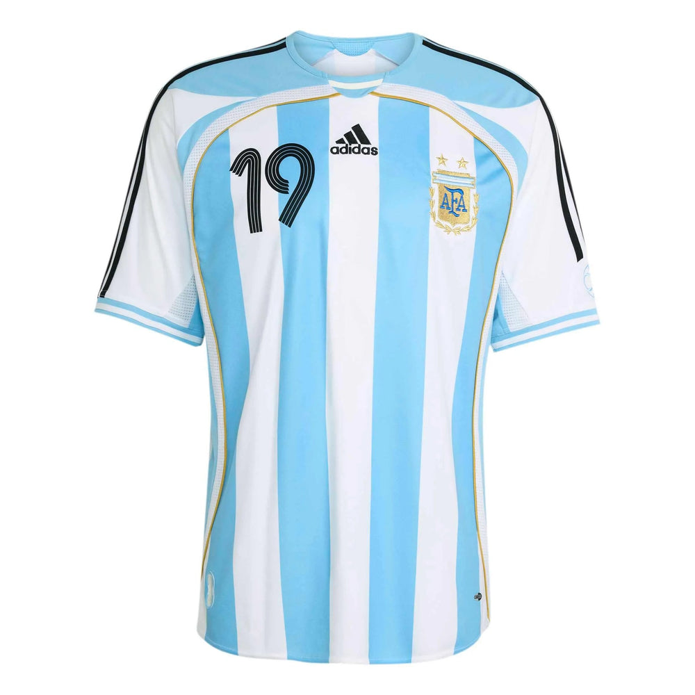 2006 Argentina Men's Retro Stadium Home Messi #19 Soccer Jersey  / Adidas