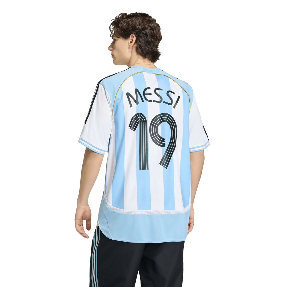 2006 Argentina Men's Retro Stadium Home Messi #19 Soccer Jersey  / Adidas