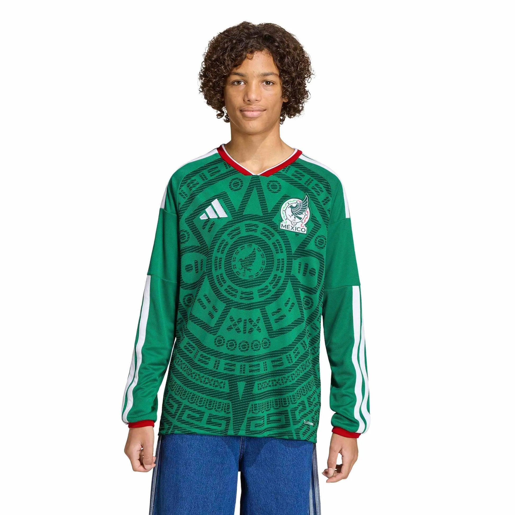 2026 Mexico Youth Stadium Home Long-Sleeve Soccer Jersey  / Adidas