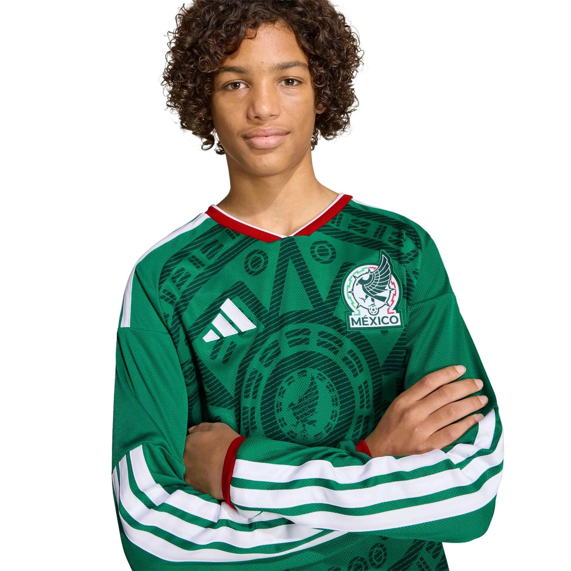 2026 Mexico Youth Stadium Home Long-Sleeve Soccer Jersey  / Adidas
